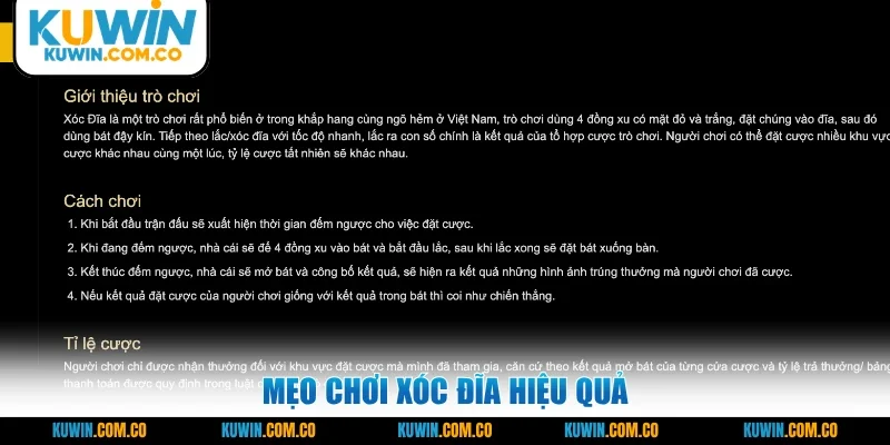 Mẹo chơi xóc đĩa hiệu quả