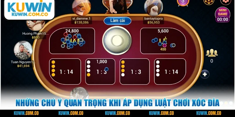 Những chú ý quan trọng khi áp dụng luật chơi Xóc Đĩa